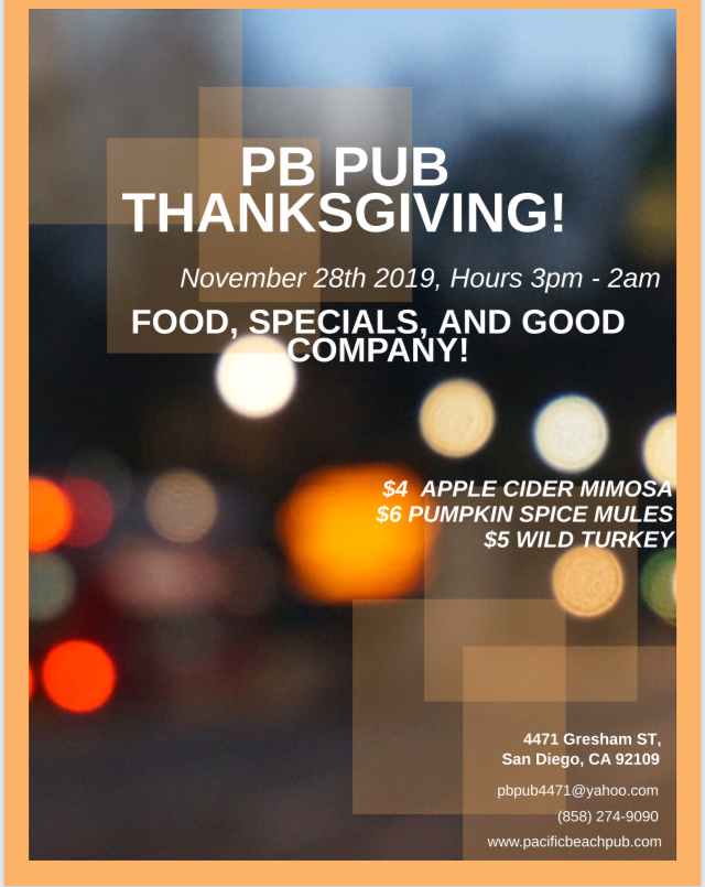 Thanksgiving @ The PB PUB!